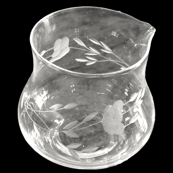 Vtg Creamer Pitcher Lidded Watched Crystal Clear Flower - Picture 4 of 4